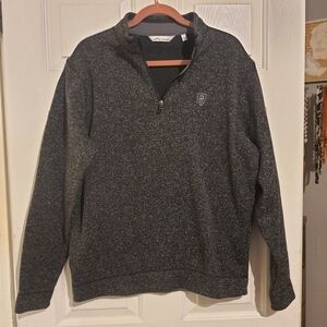 PETER MILLAR PULLOVER, SIZE: Mens Large COLOR: BLK Speckled 1/4 Zip Sweater